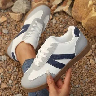 Blue women's German training shoes with lace-up front and rubber sole for hiking