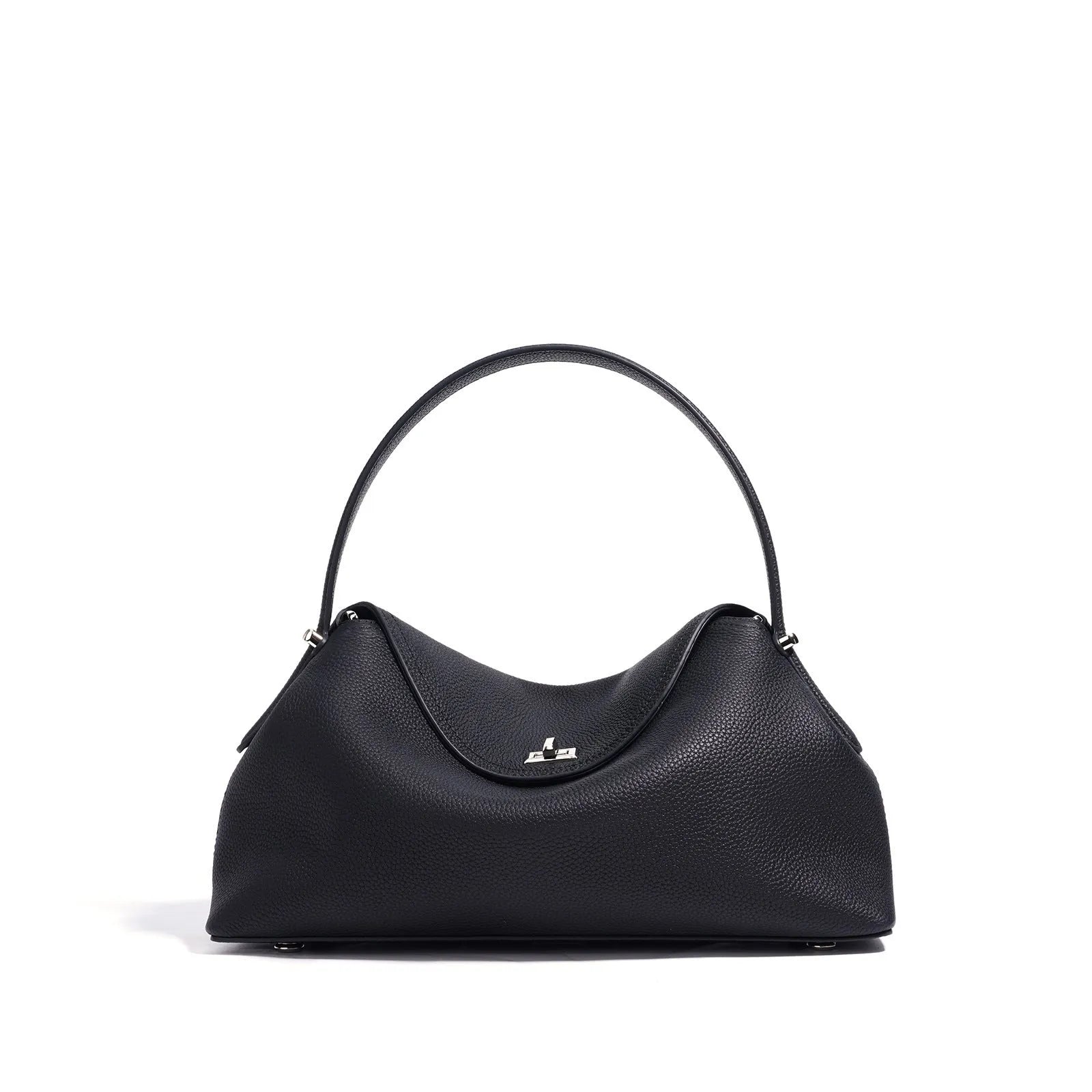 Cowhide leather shoulder messenger bag in a pillow shape with double straps, shown in one of five colour options.