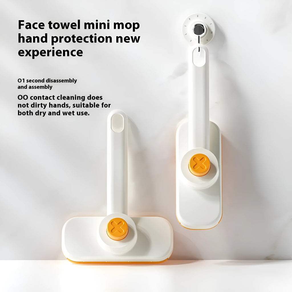 Rotatable washcloth mop cleaning brush in ABS, 15 x 5.5 x 19.5cm, grey or orange, with 50 replacement cloths