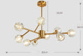 Nordic all copper crystal chandelier, 9 heads, LED, remote control, 220V, 15-30sqm