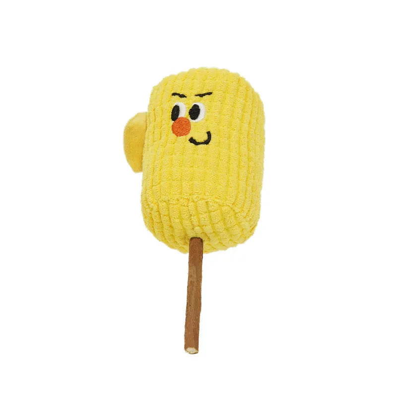 Corn cob-shaped cat toy made from natural polio wood, dimensions 7x6x15cm, for dental care and play
