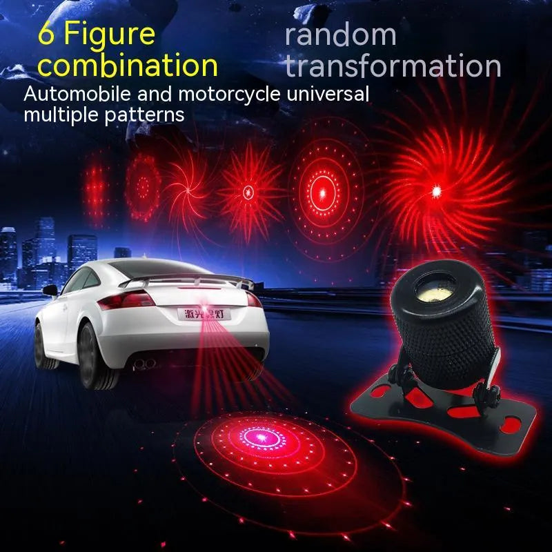Aluminium laser fog lamp with adjustable mount showing 100MW laser projection for vehicle visibility enhancement