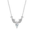 Adjustable sterling silver eagle necklace with O-ring chain in white gold or yellow gold finish