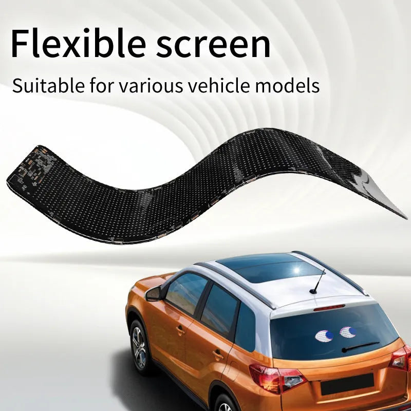 LED smart bumper sticker expression screen measuring 110mm by 492mm with mobile phone control