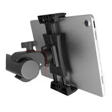 Black ABS bicycle handlebar mount for mobile phones and tablets showing adjustable clamp mechanism