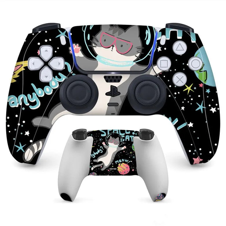 PS5 controller with protective sticker showing micro-frosted texture and scratch resistance