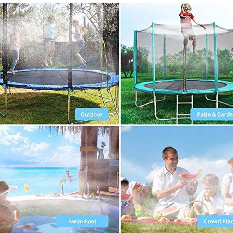 Blue portable garden sprinkler with solar water cooling feature and PVC construction for efficient irrigation