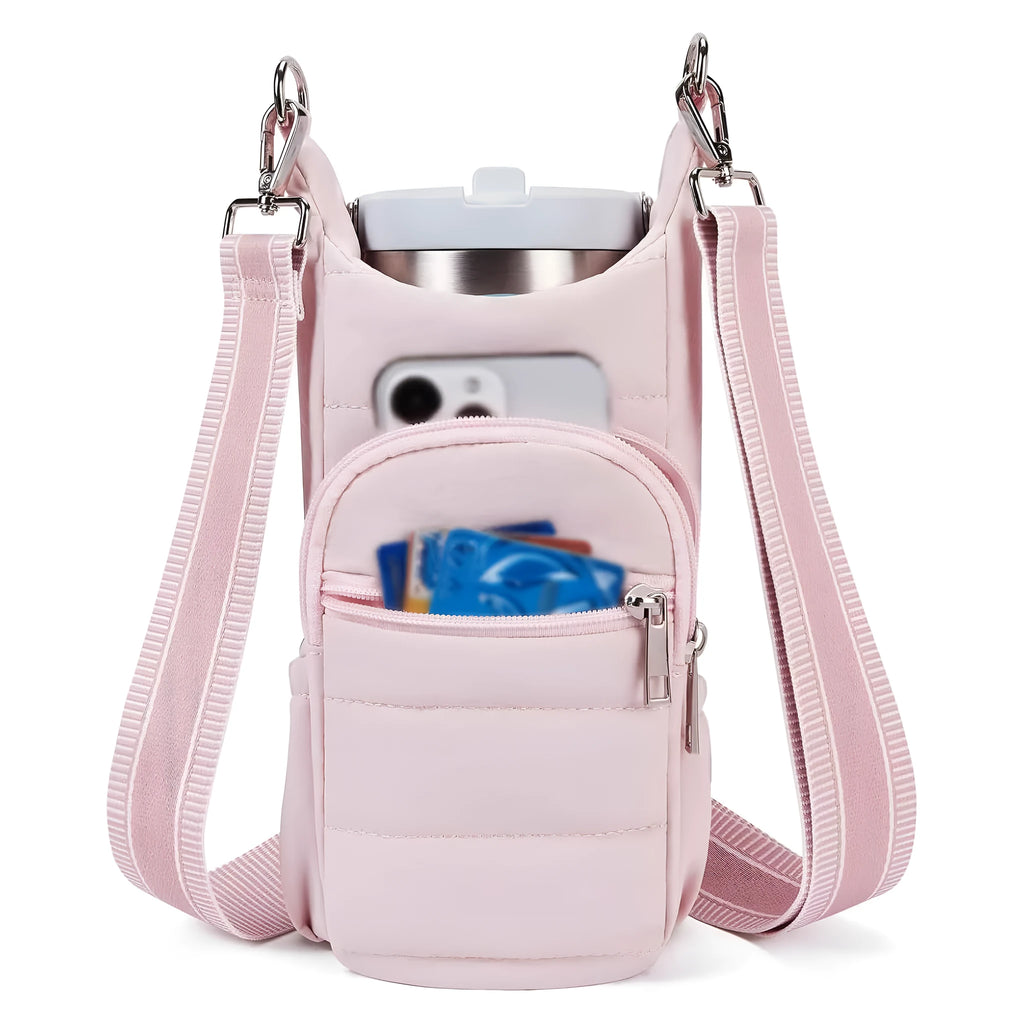 Cloth bicycle water bottle bag in modern simplicity design available in black, pink and beige colours