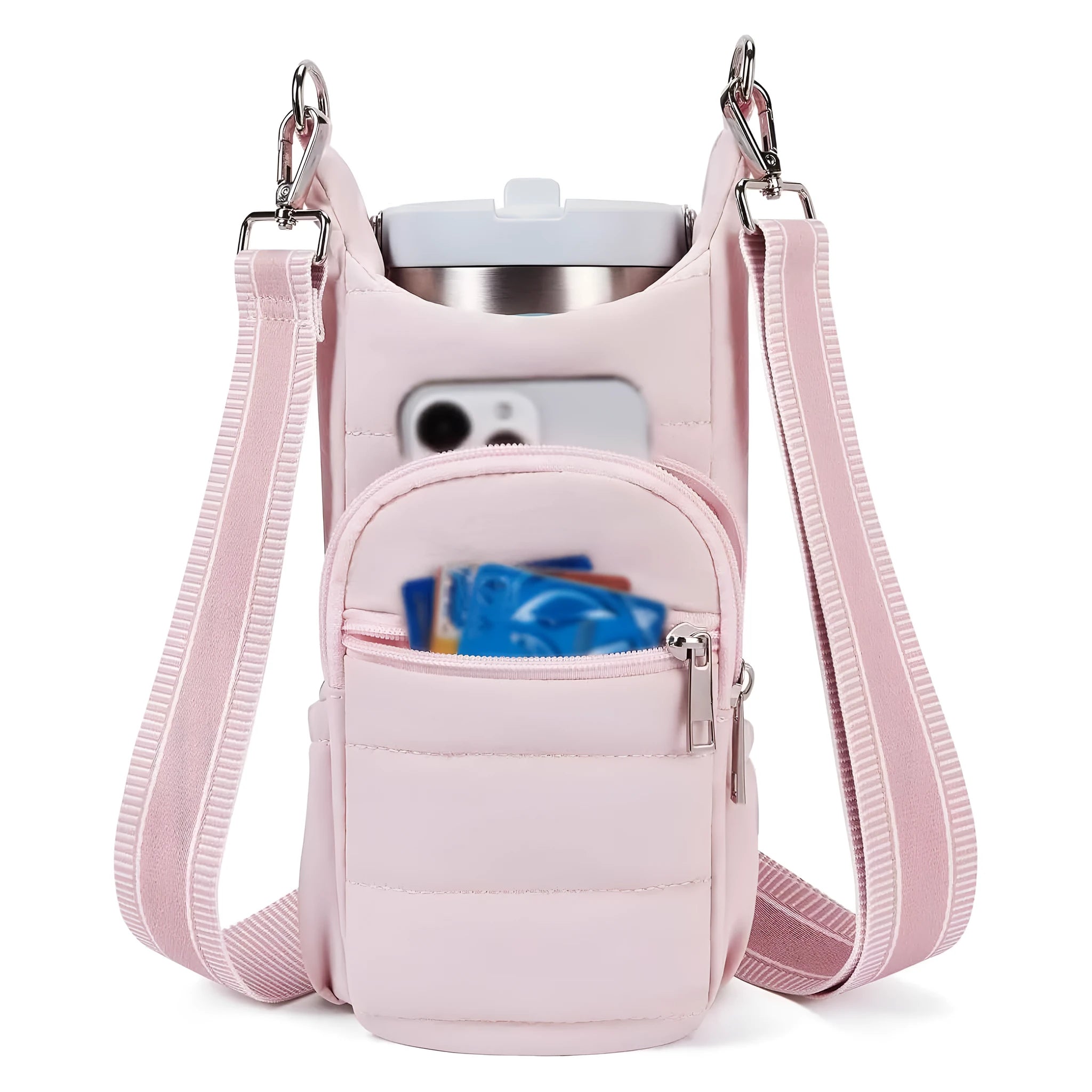Cloth bicycle water bottle bag in modern simplicity design available in black, pink and beige colours