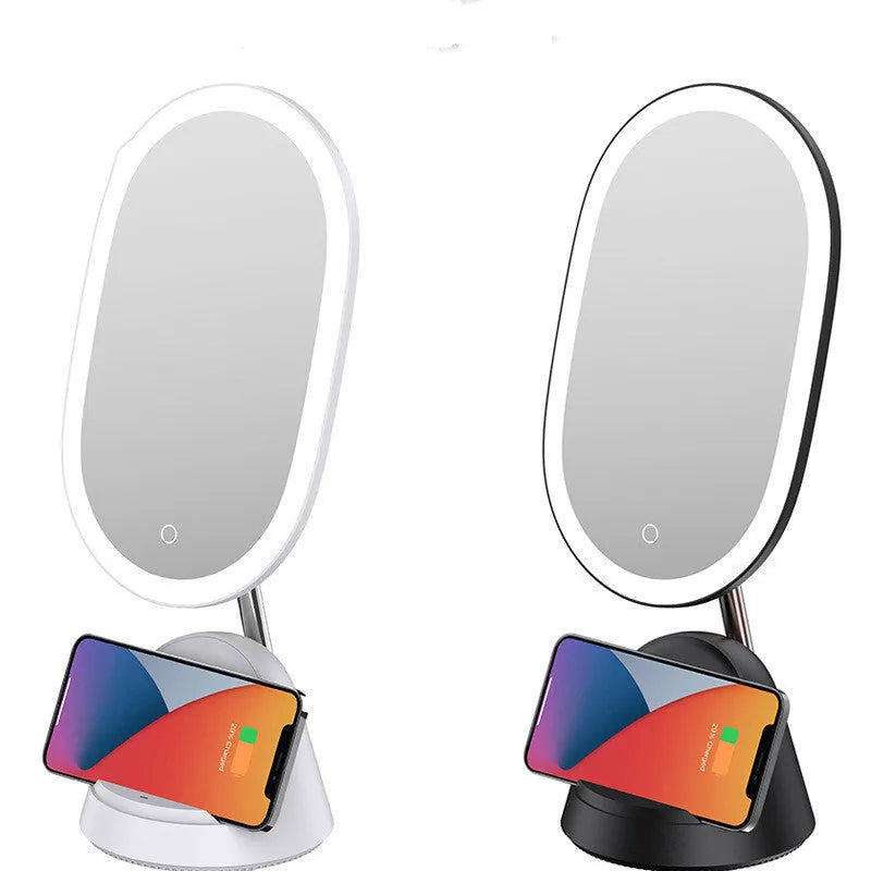 White LED makeup mirror table lamp on desk with UK plug