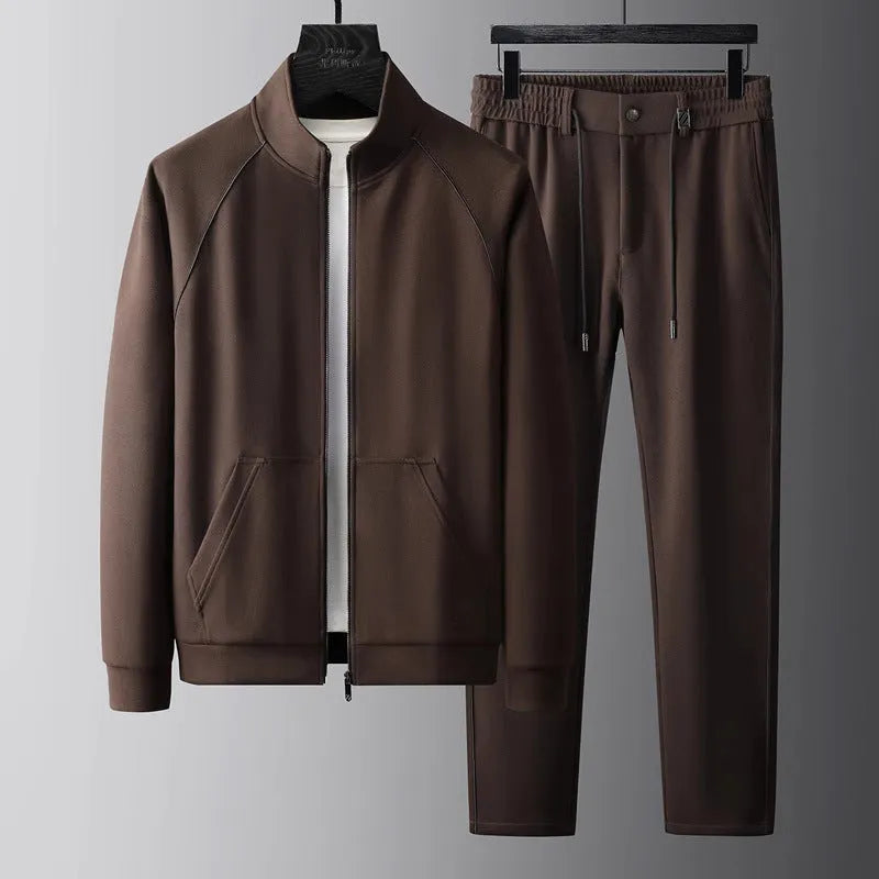 Stand collar sports suit with slim fit, polyvinyl alcohol fibre fabric, coat and pants set for 45-102.5kg weight range