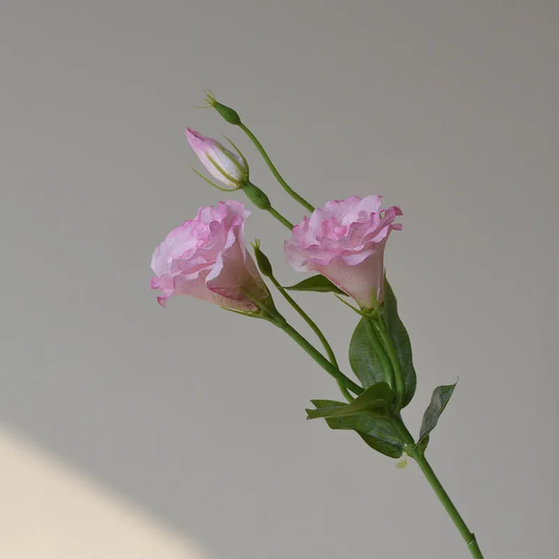 Silk artificial eustoma flower arrangement with 3 heads in choice of five colours