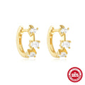 Sterling silver geometric stud earrings with round circle design, S925 silver with electroplated finish