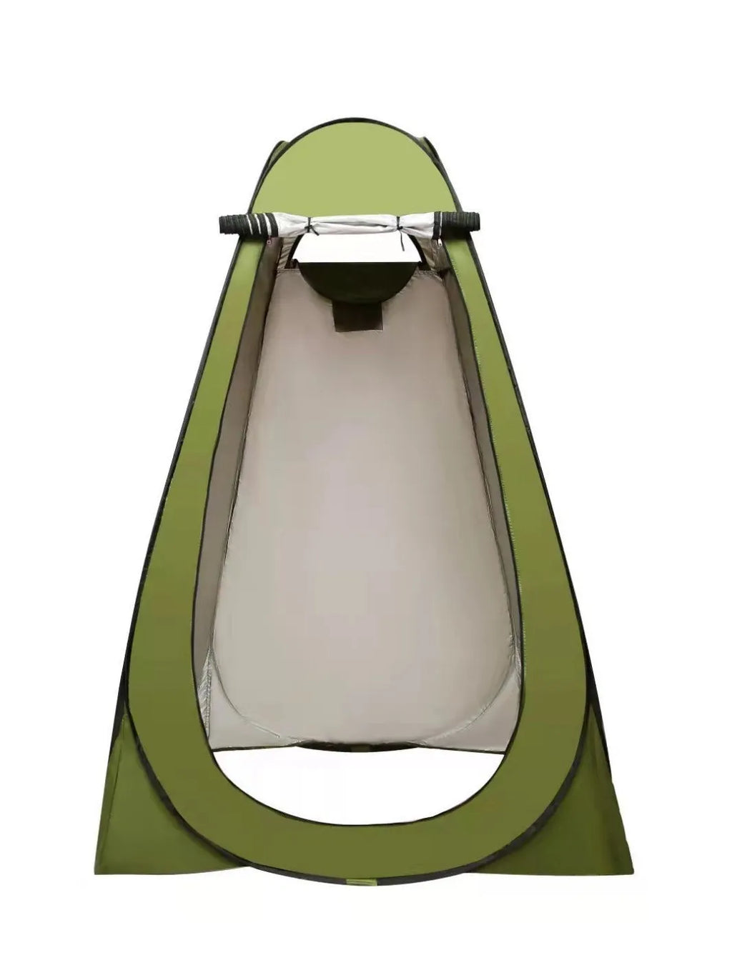 Blue fast-opening outdoor changing tent with storage bag and water bag accessory.