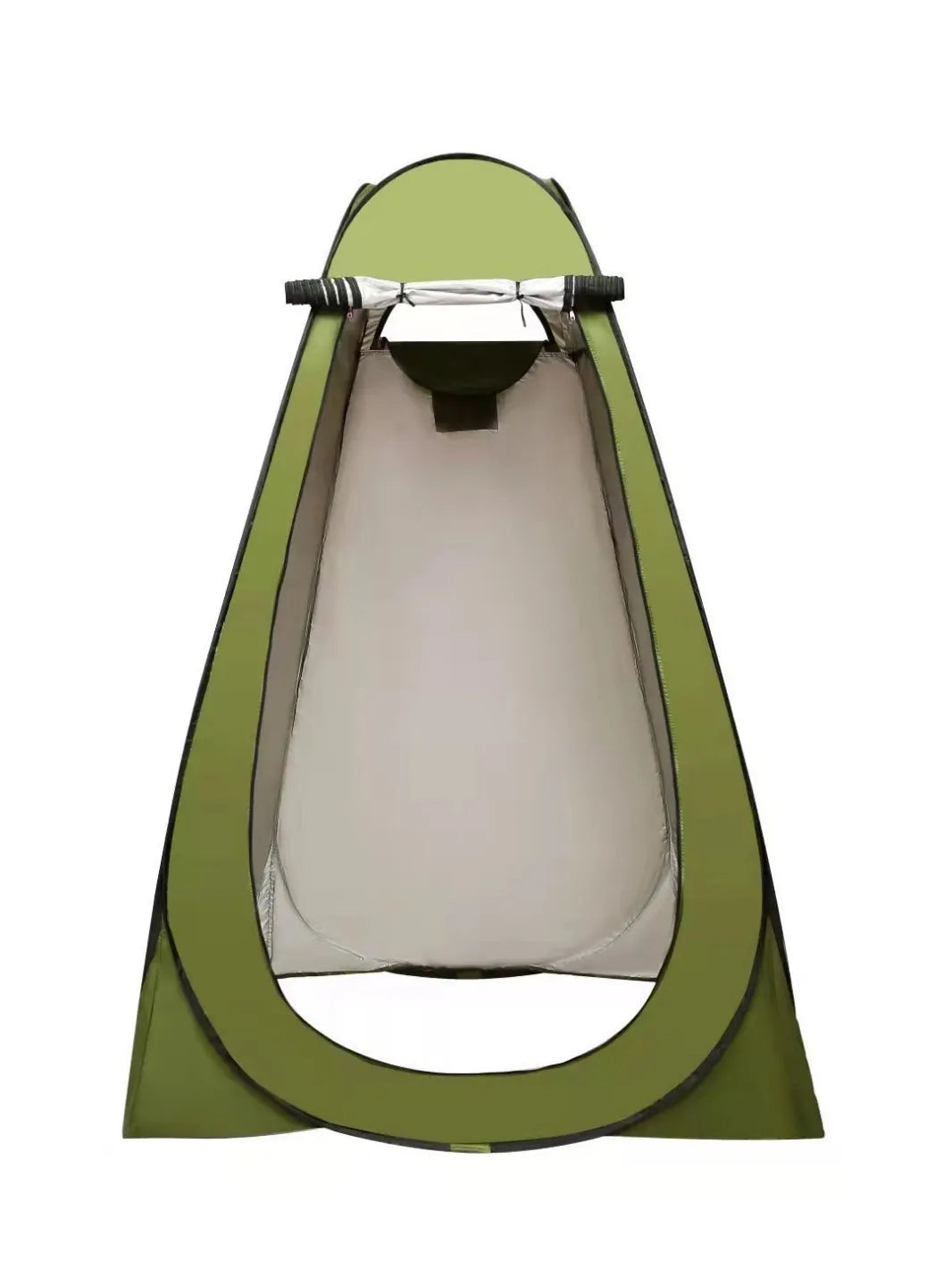 Blue fast-opening outdoor changing tent with storage bag and water bag accessory.