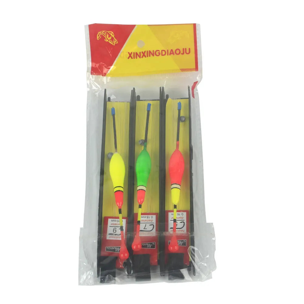 Vertical fishing float wire group with double hook, plastic, 11mm, 8.5g, 3 piece set for hairtail rafting buoy fishing