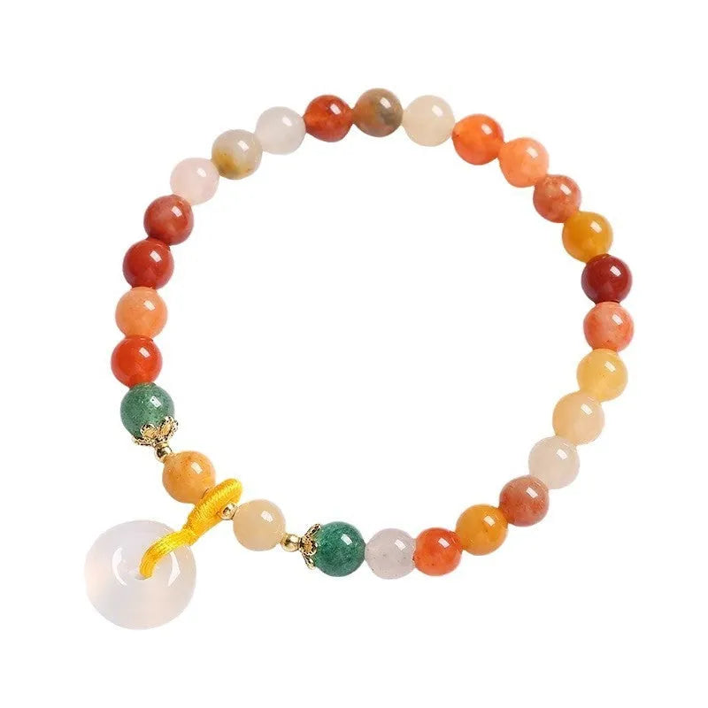 Handmade natural jinsi jade bracelet with safety buckle clasp and 6mm agate beads