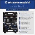 46-piece socket ratchet wrench set with Cr-V steel tools and nickel plating in a black storage box