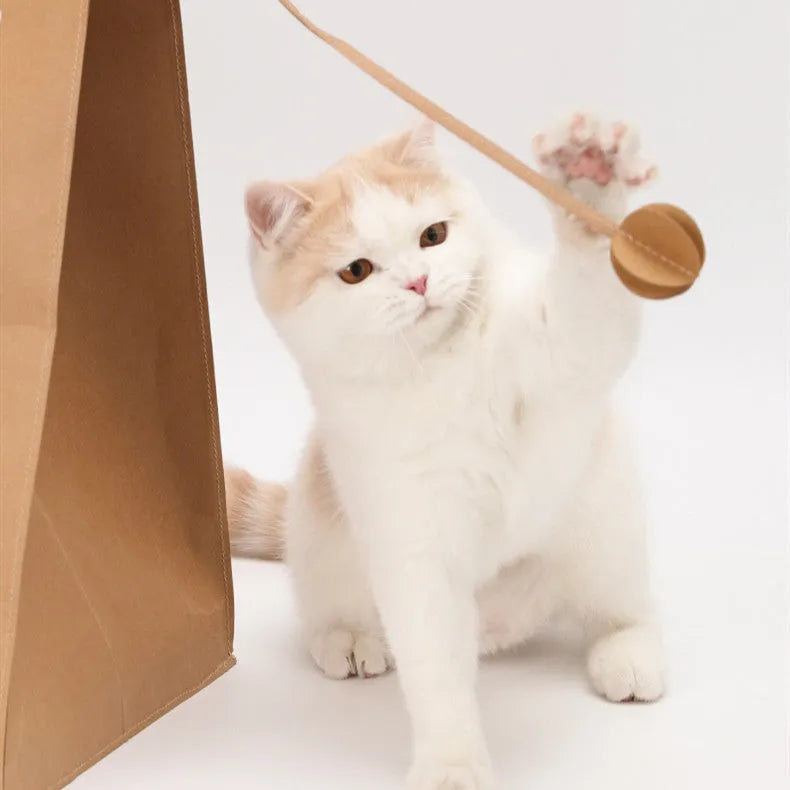 Brown washable kraft paper cat nest with integrated corrugated paper scratching board