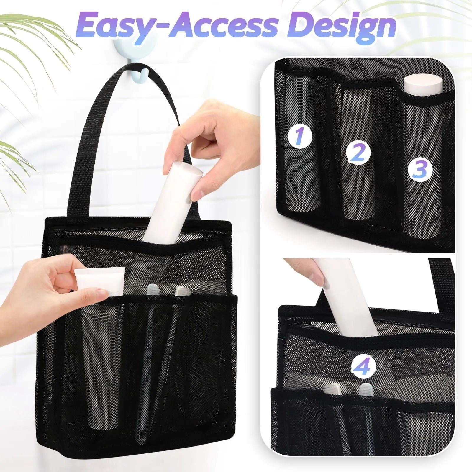 Black swimming gym bag with dry wet separation compartments and mesh pocket for sports gear organisation