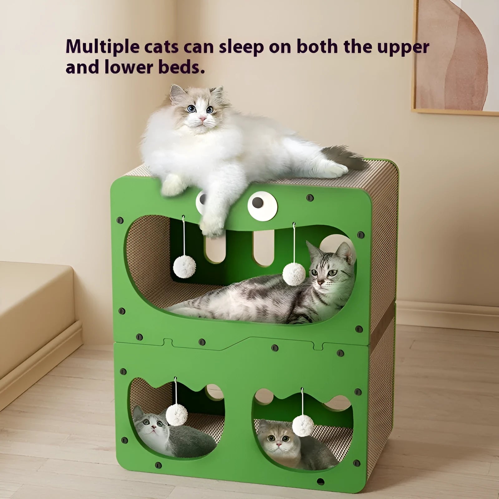 Double layer cat scratching board and nest in a cute owl design style