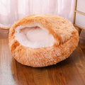 Waterproof indoor dog kennel with warm room in a semi-surrounded design, shown in a gradient colour.