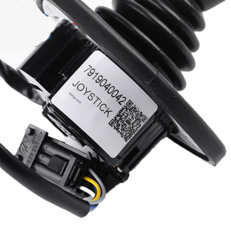 Black universal forklift hydraulic control lever joystick made from ABS plastic.