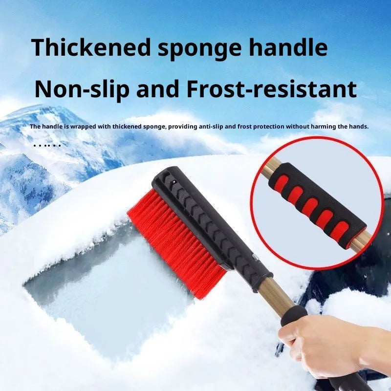 Alloy double-headed snow shovel scraper with telescopic or straight handle for car windscreen snow and ice removal