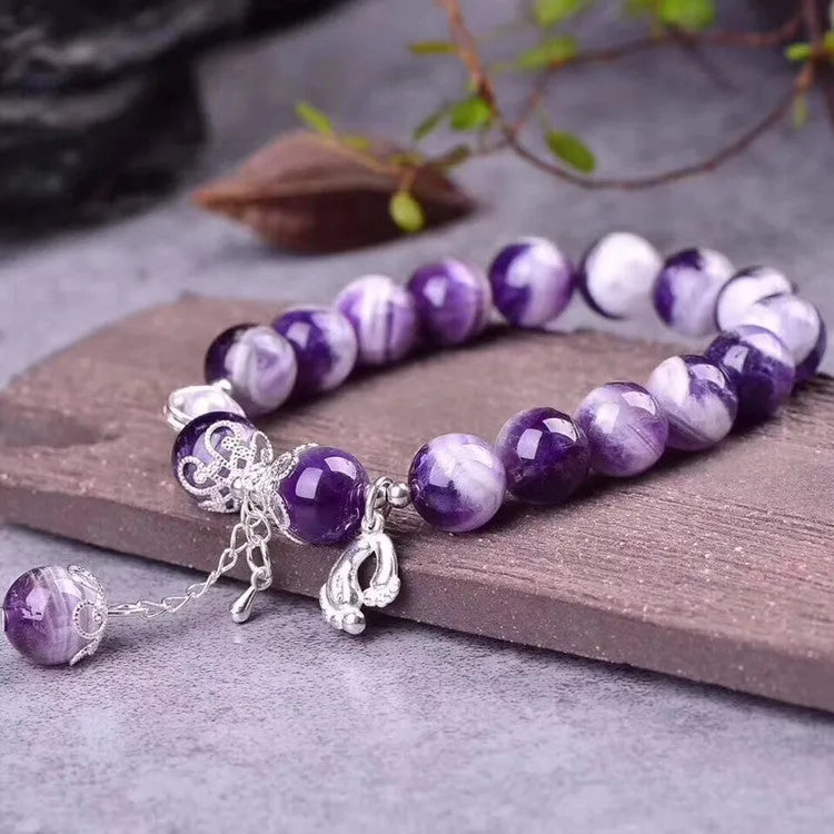 Amethyst bracelet with 10mm round beads in fashion OL style for women
