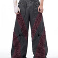 Retro three-dimensional keel design casual trousers in grey rayon viscose fabric