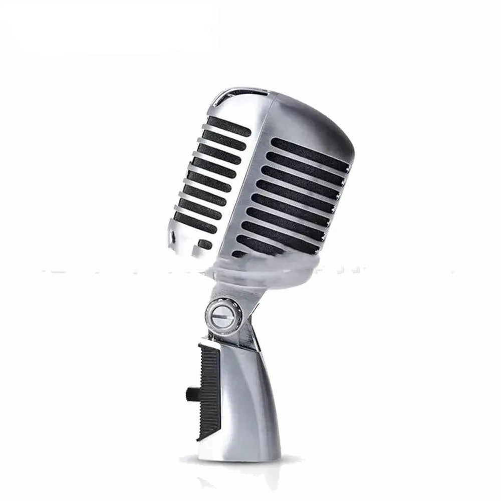 Gold retro dynamic microphone with heart-shaped directivity pattern, 185mm length