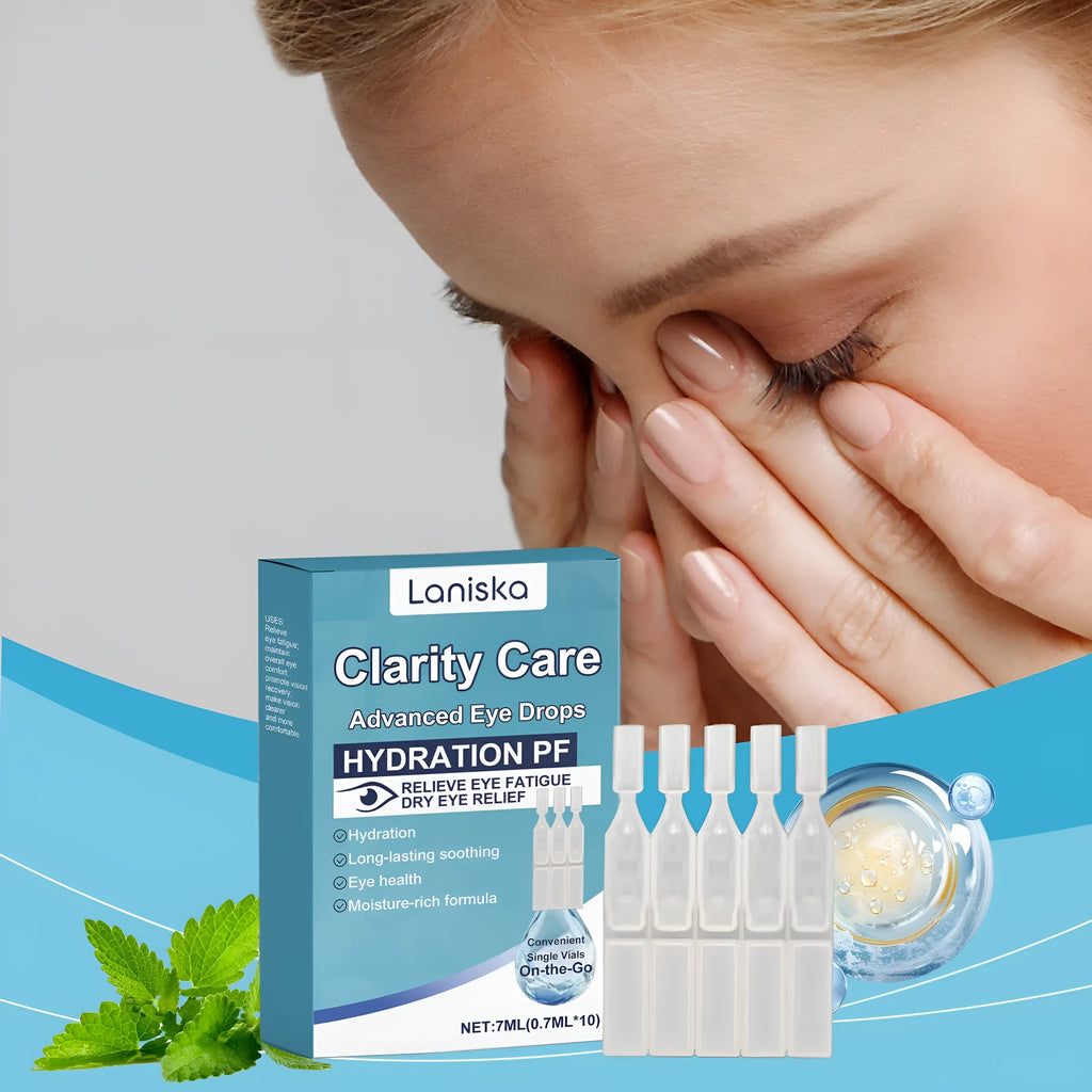 Bottle of gentle moisturising eye drops with mint leaf extract and sodium hyaluronate