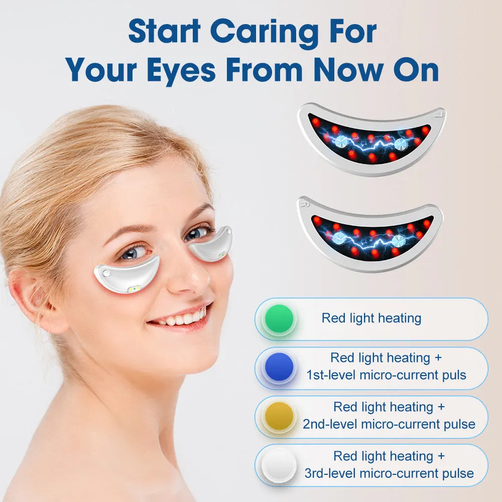 White red light EMS wireless eye and facial massager for dark circle reduction and relaxation