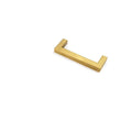 Stainless steel square pipe cabinet door handle in brushed silver finish, shown alongside black and gold colour options.