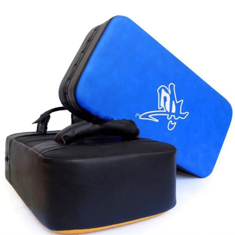 Blue and red square foot target sanda boxing props with thickened PU construction for martial arts training