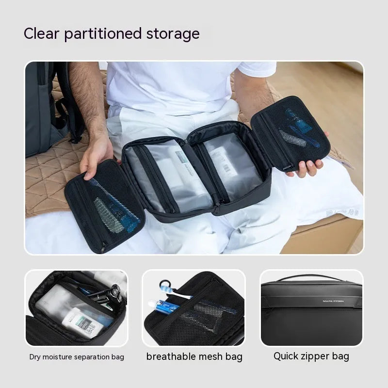 Multi Functional Wet Dry Separation Multi-layer Storage Bag in elegant black with 20L capacity and Oxford cloth exterior