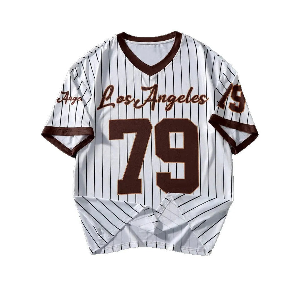 Men's Los Angeles letter print short sleeve top in loose silk, five colours, sizes XXS to 6XL.