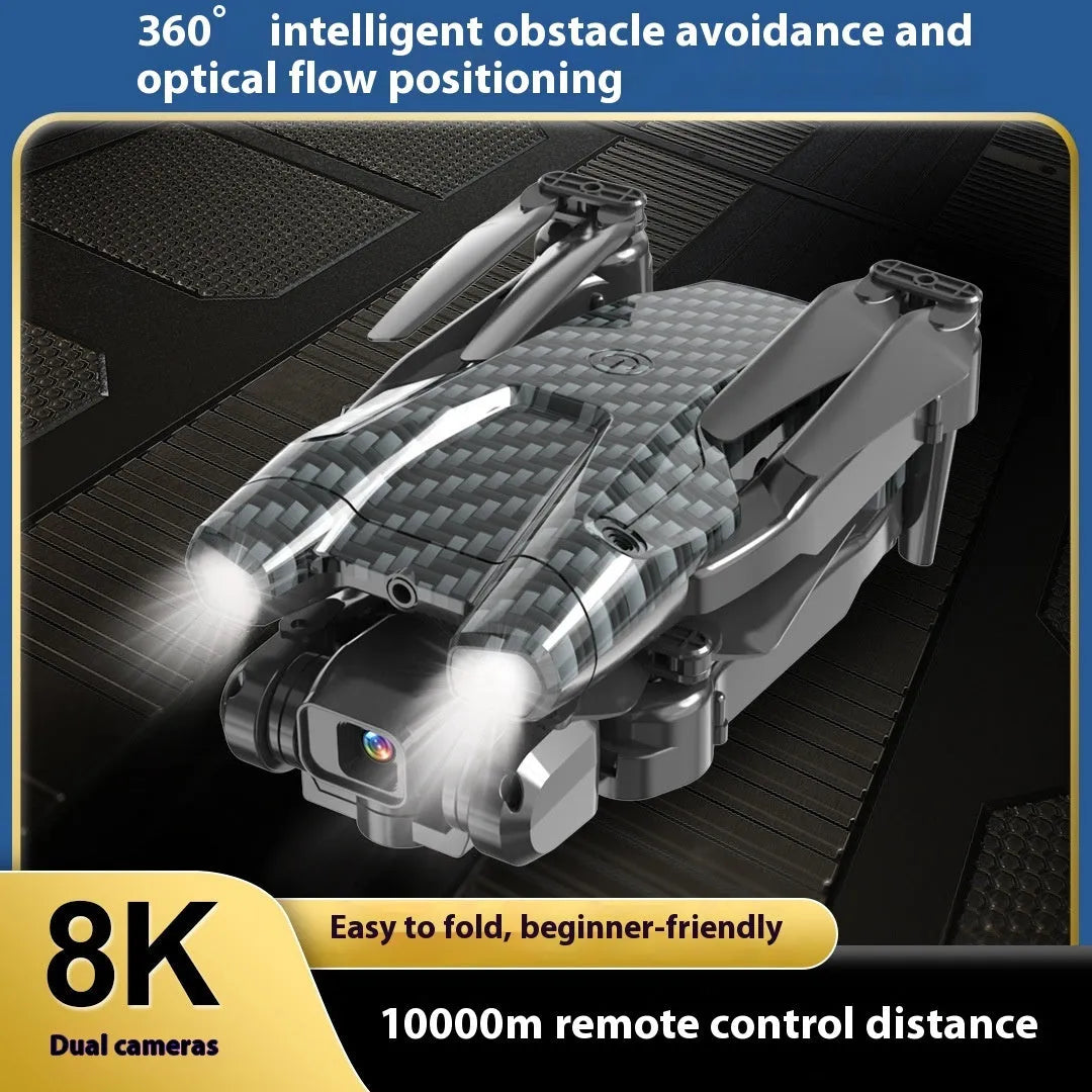 S138 folding UAV with carbon fibre appearance, 360° obstacle avoidance, and storage bag, size under 30cm