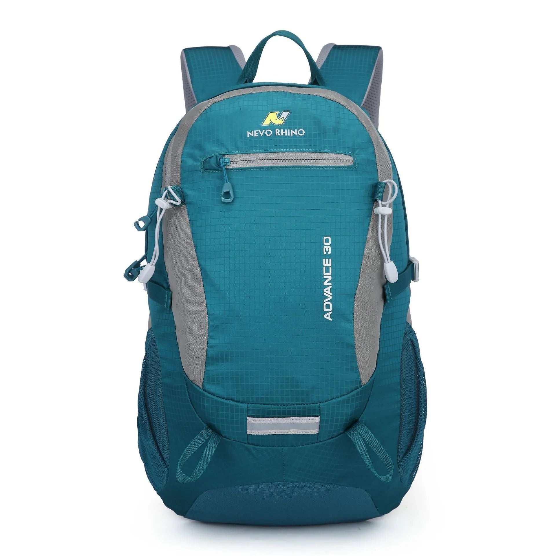 30 litre waterproof nylon backpack for outdoor sports in dark green colour with airpillow straps