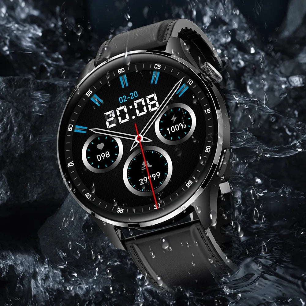 Smart watch with round 1.32-inch IPS screen, zinc alloy case, and interchangeable strap options including silicone, steel, and milance variants