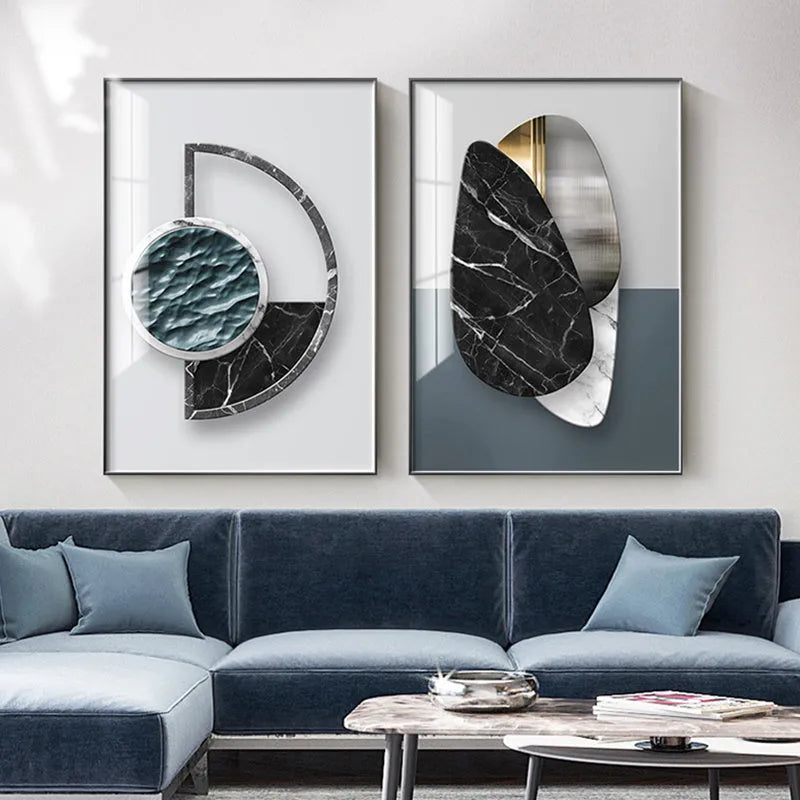 Abstract geometric pattern printed on a canvas wall poster, showing one of nine available style variations.