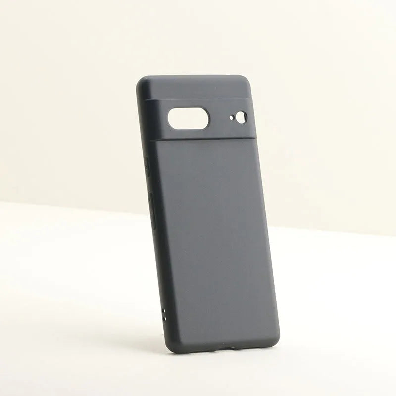 Frosted TPU phone case for Google Pixel, shockproof and anti-fingerprint, in Black or Transparent White.