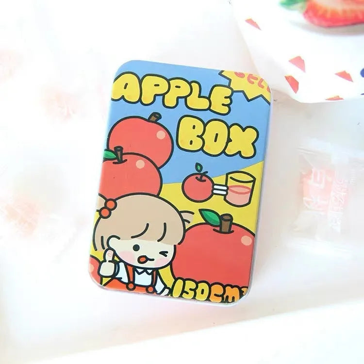 Iron craft storage tin box with hinged lid in smiley face design for stickers and small items