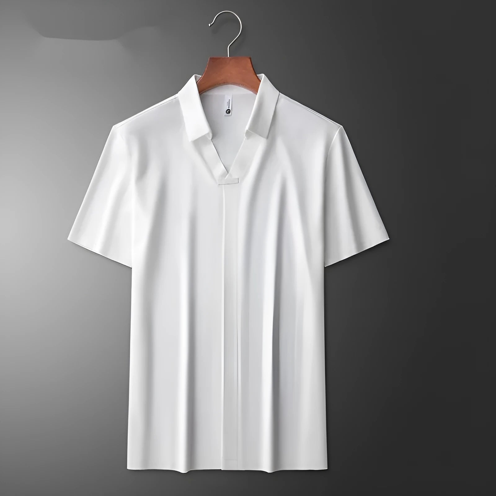 Men's lapel polo short-sleeved t-shirt in cotton blend fabric available in white, brown, and black colours