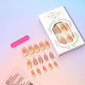 24-piece detachable fake nails with 3D cartoon flower pattern, jelly glue tube, and filing strip