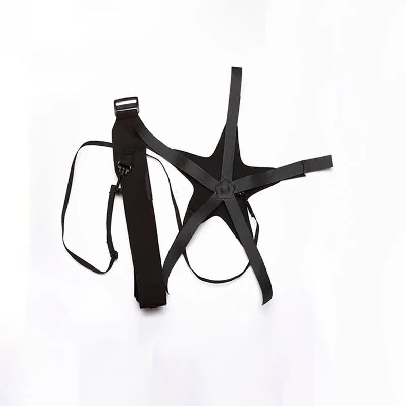 Black football juggling belt with 2 m static length made from diving suit fabric for training