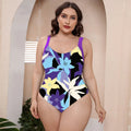 One-piece swimsuit with floral print and spaghetti straps, conservative design for hot spring bathing