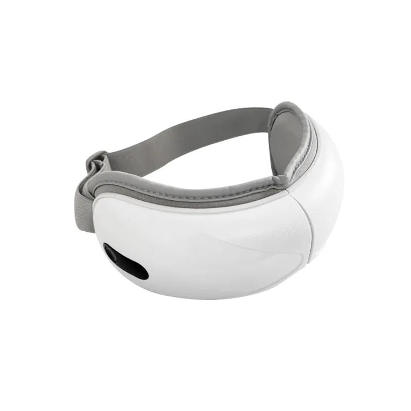 White rechargeable eye massager with hot compress and airbag massage, dimensions 140x52x150mm
