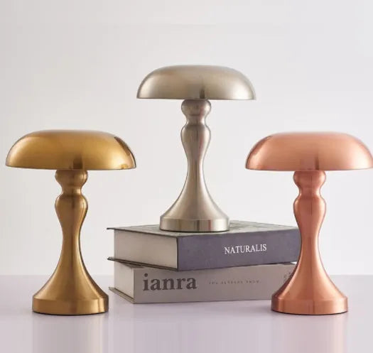 LED charging decorative desk lamp in bronze, gold, or silver with touch control and USB port