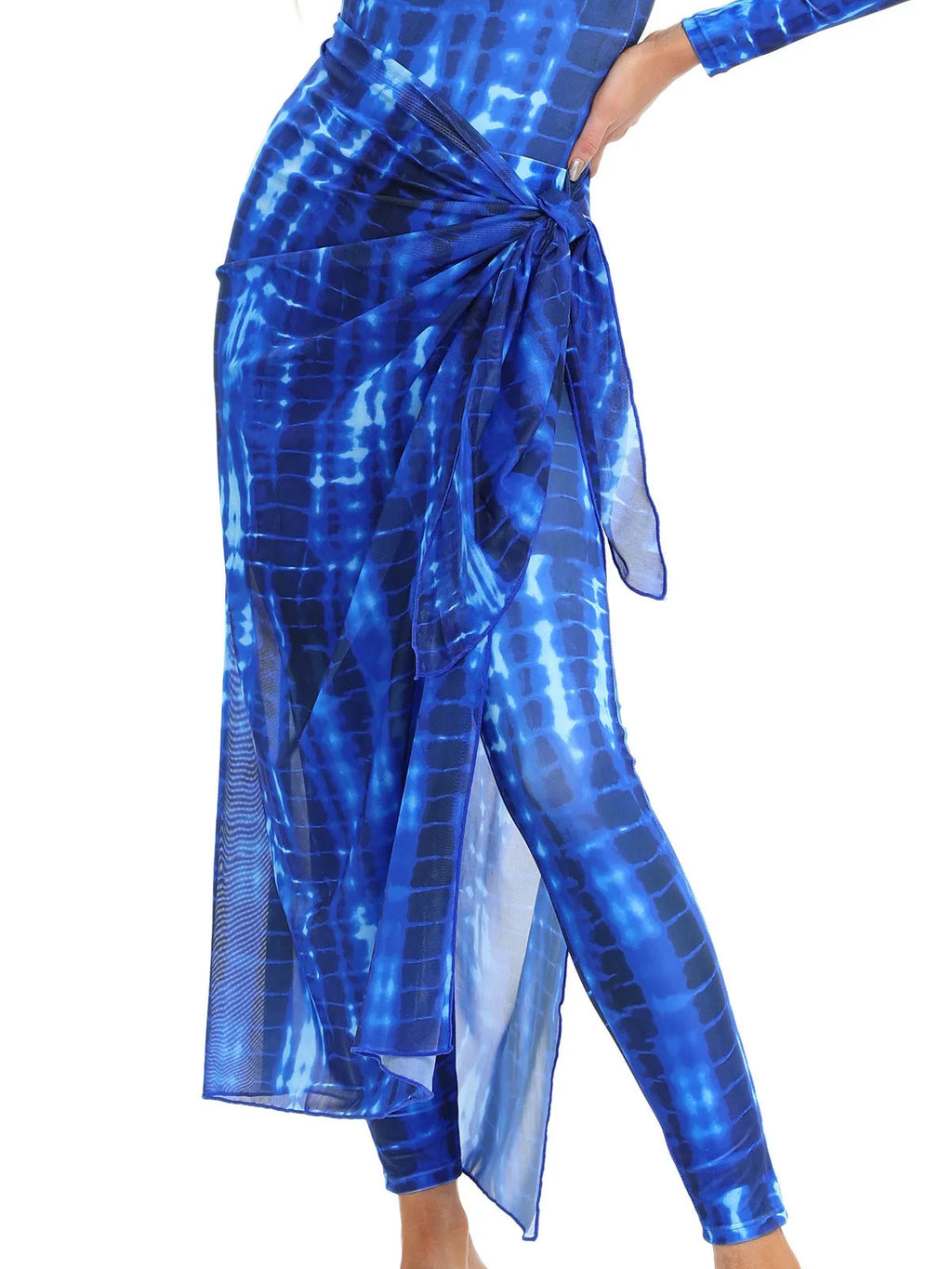 Muslim print conservative beach swimsuit three-piece set in polyester fabric for swimming and wading